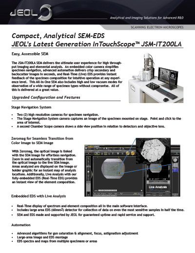 JEOL’s Latest Generation InTouchScope™ JSM-IT200LA